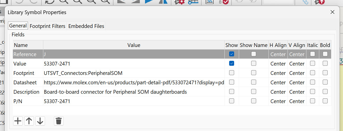 Example symbol fields